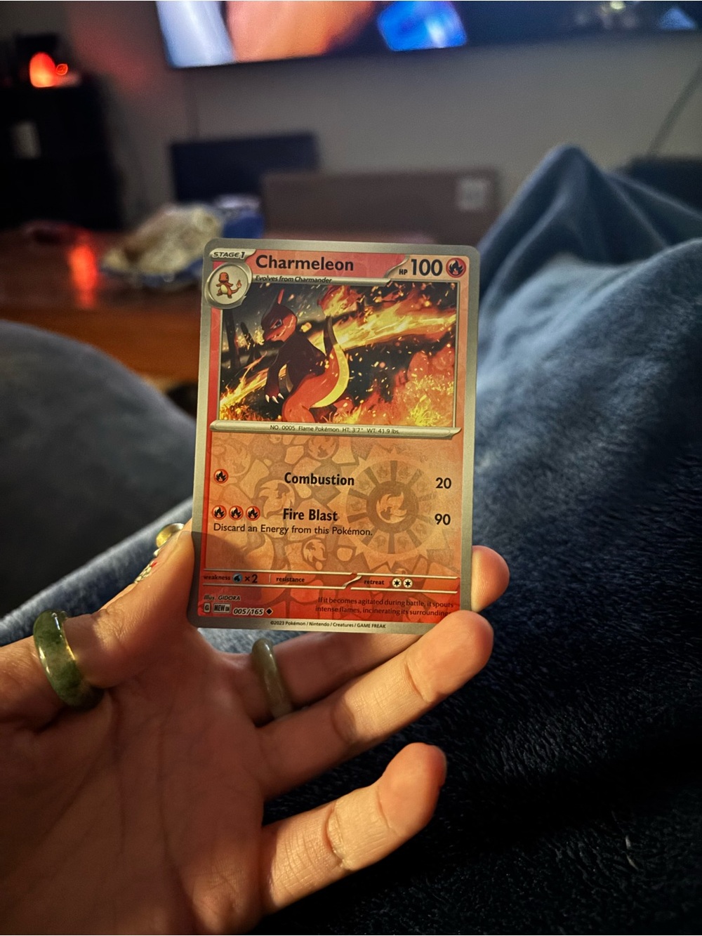 Pokemon Charmeleon Holographic Card - Red, Orange, Yellow